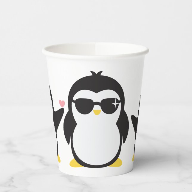 Vasos De Papel Familia Cute Penguin (Izquierda)