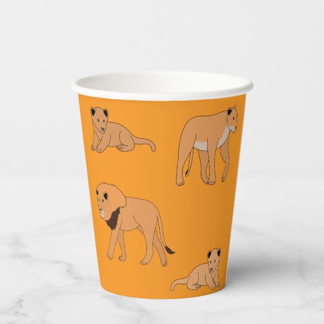 Vasos De Papel Familia de leones (Reverso )