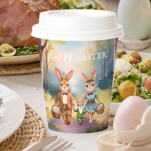 Vasos De Papel Familia del conejo de Pascua cazando huevos - Acua
