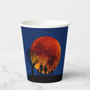 Vasos De Papel Familia Eclipse Lunar de Luna de Sangre