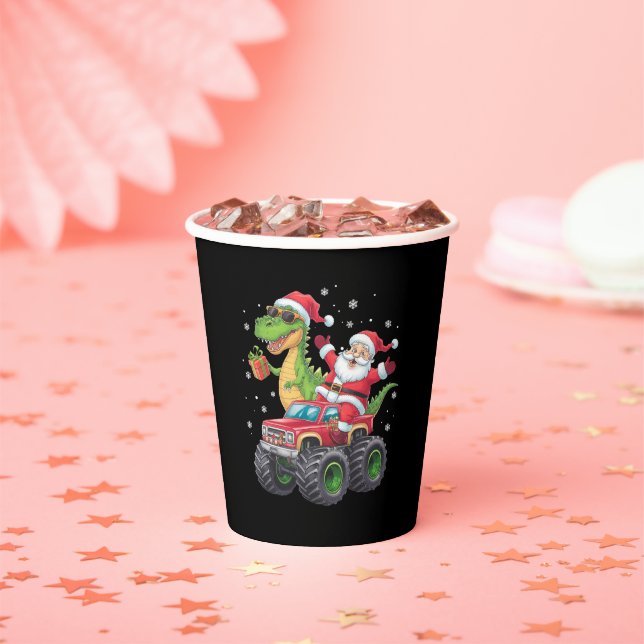 Vasos De Papel Familia navidad coincidiendo con dinosaurio de San (in situ)