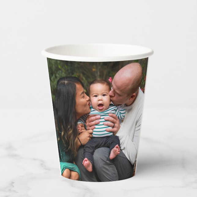 Vasos De Papel Familia personalizada de dos fotos de doble cara (Anverso)