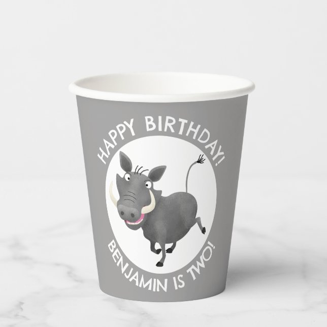 Vasos De Papel Famoso cumpleaños personalizado de warthog (Anverso)