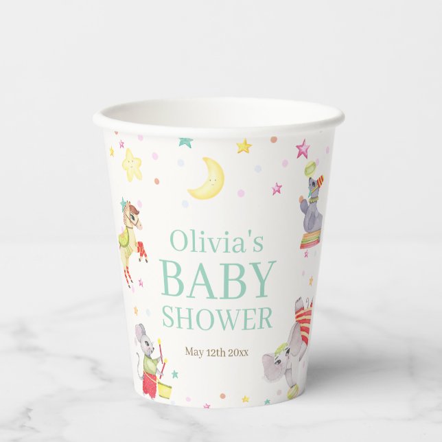 Vasos De Papel Fancy Circus Carnival Animals Baby Shower (Anverso)