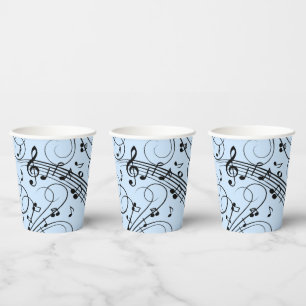 Vasos De Papel Fancy Music Notes Blue