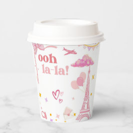Vasos De Papel Fancy Pink Paris Birday Paper Cups Torre Eiffel