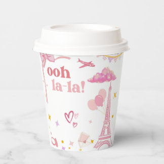 Vasos De Papel Fancy Pink Paris Birday Paper Cups Torre Eiffel