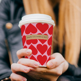 Vasos De Papel Fancy Romántico Patrón De Corazones Rojo Y Rosa Co
