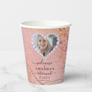 Vasos De Papel Fancy Rosa Gold Sparkly Personalizado de foto reti