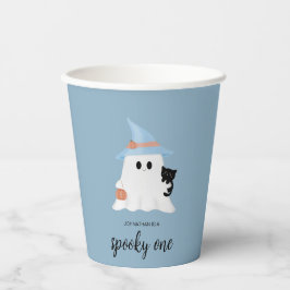 Vasos De Papel Fantasma azul Halloween Primer cumpleaños