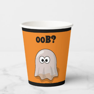 Vasos De Papel Fantasma Confundido Dice "¿Oob?" Divertido Dibujo 