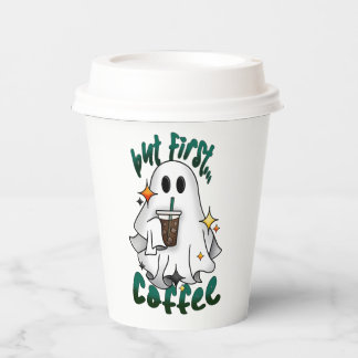 Vasos De Papel Fantasma De Café - "Pero Primero... Café"