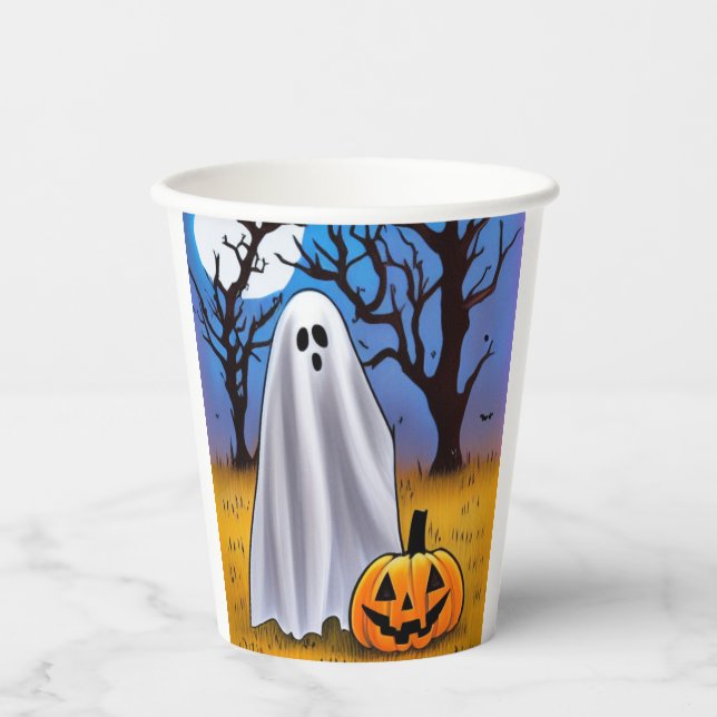 Vasos De Papel Fantasma de Halloween (Anverso)