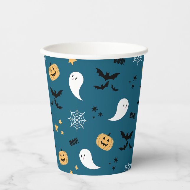 Vasos De Papel Fantasma de Halloween (Anverso)
