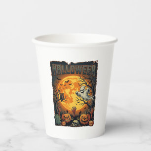 Vasos De Papel Fantasma de Halloween Linterna de Jack Luna Llena