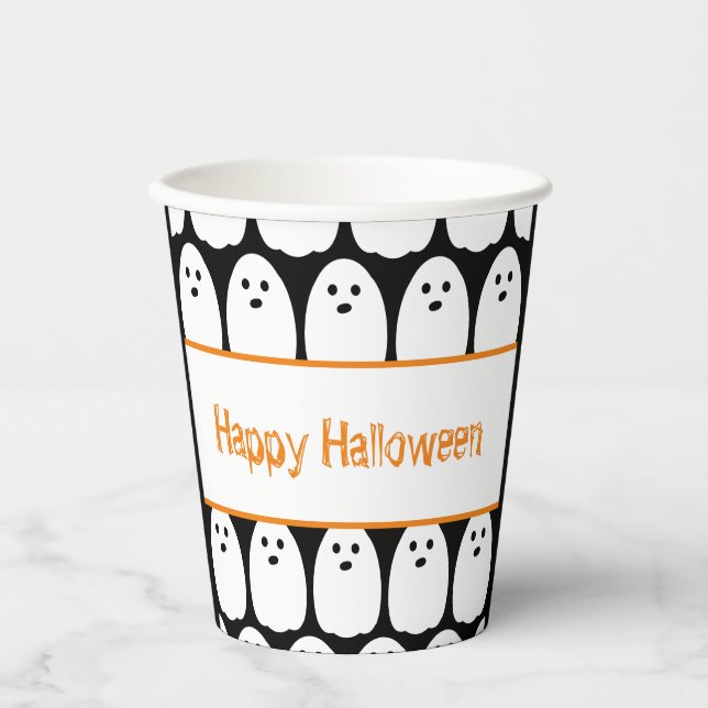 Vasos De Papel Fantasma de la cúpula de Halloween (Anverso)