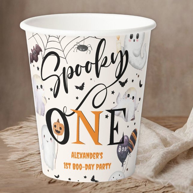 Vasos De Papel Fantasma Fiesta de primer cumpleaños de Halloween (Subido por el creador)