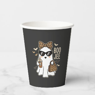 Vasos De Papel Fantasma Lindo Diseño de Leopardo de Halloween Boo