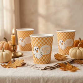 Vasos De Papel Fantasma Lindo y Espeluznante de Halloween Retro