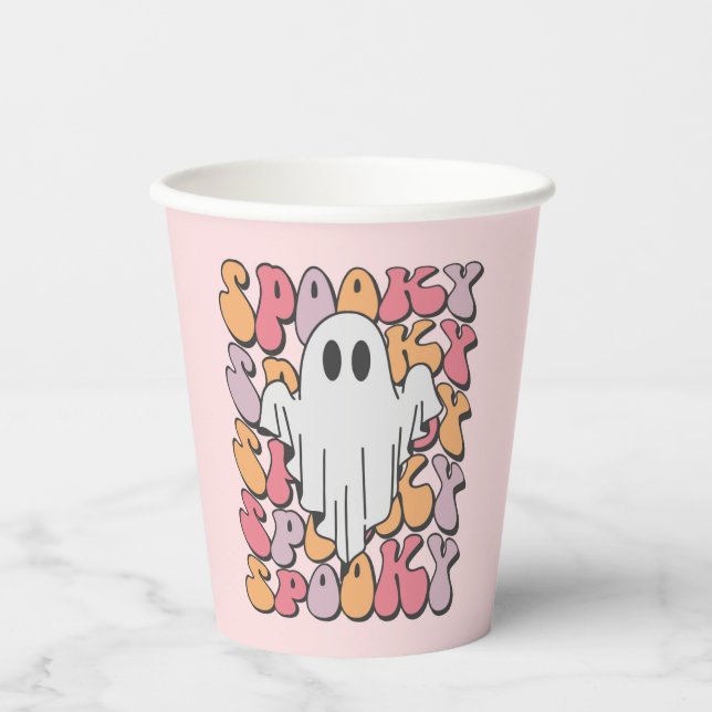 Vasos De Papel Fantasma retro fantasmal (Anverso)