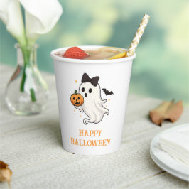 Vasos De Papel Fantasma suave con barba y calabaza | Halloween