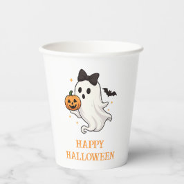 Vasos De Papel Fantasma suave con barba y calabaza | Halloween