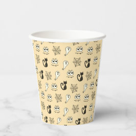Vasos De Papel Fantasma, telaraña y amarillo gatos negros