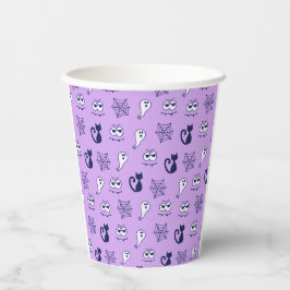 Vasos De Papel Fantasma, telarañas y morado de gatos negros