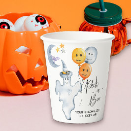 Vasos De Papel Fantasma y globos agudos en Halloween