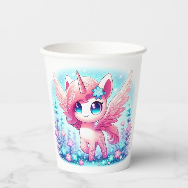Vasos De Papel Fantasy Unicorn Baby Shower (Anverso)