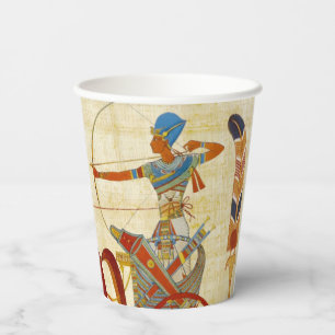 Vasos De Papel Faraón egipcio antiguo Ramsés II Caballos papiro