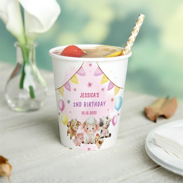Vasos De Papel Farm Animals Barnyard Balloon Birthday Party (Subido por el creador)