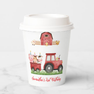 Vasos De Papel Farm Animals Red Boy Barnyard Birthday Party