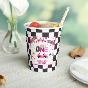 Vasos De Papel Fast One Carreras Birday Party Cup - Rosa