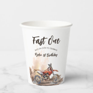 Vasos De Papel Fast One Little Racer Primer Cumpleaños