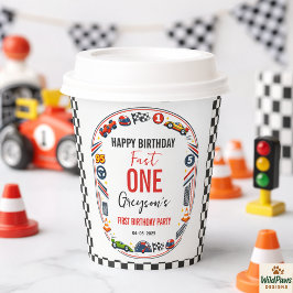 Vasos De Papel Fast One Race Car Boy 1st Birthday Party