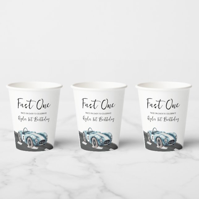 Vasos De Papel Fast One Race Car First Birthday (Multi)
