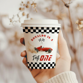 Vasos De Papel Fast One Red Race Car Boy 1er cumpleaños