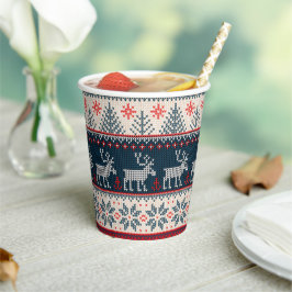 Vasos De Papel Faux Knit Holiday Pattern Navidades temáticos nórd
