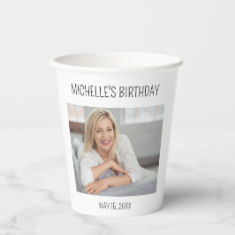 Vasos De Papel Favor de cumpleaños de adulto con nombre y foto