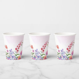 Vasos De Papel Favor de la primavera de las flores silvestres ros