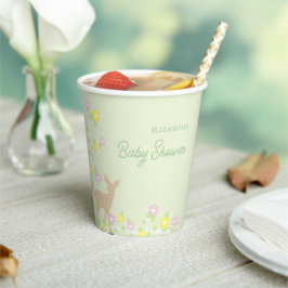 Vasos De Papel Fawn Floral Girl Baby Shower