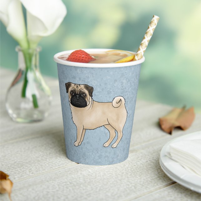 Vasos De Papel Fawn Pug Dog Canine Cute Personalizado Ilustracion (in situ)