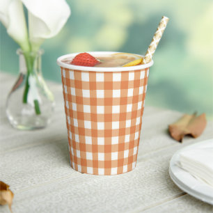 Vasos De Papel Faye y Lauren Brown Gingham