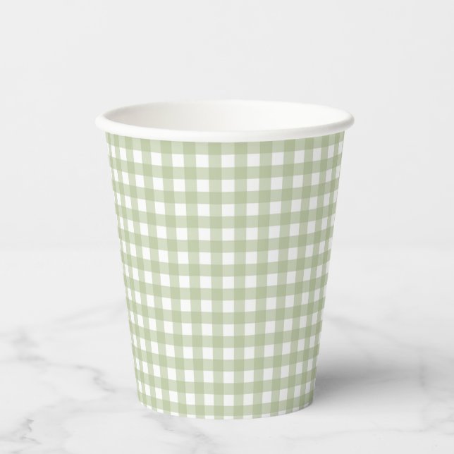 Vasos De Papel Faye y Lauren Fall Light Green Gingham (Anverso)