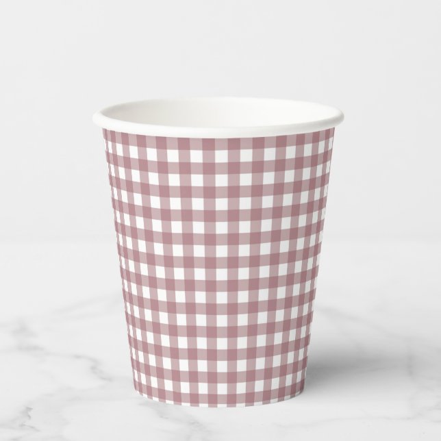 Vasos De Papel Faye y Lauren Fall Pink Gingham (Anverso)