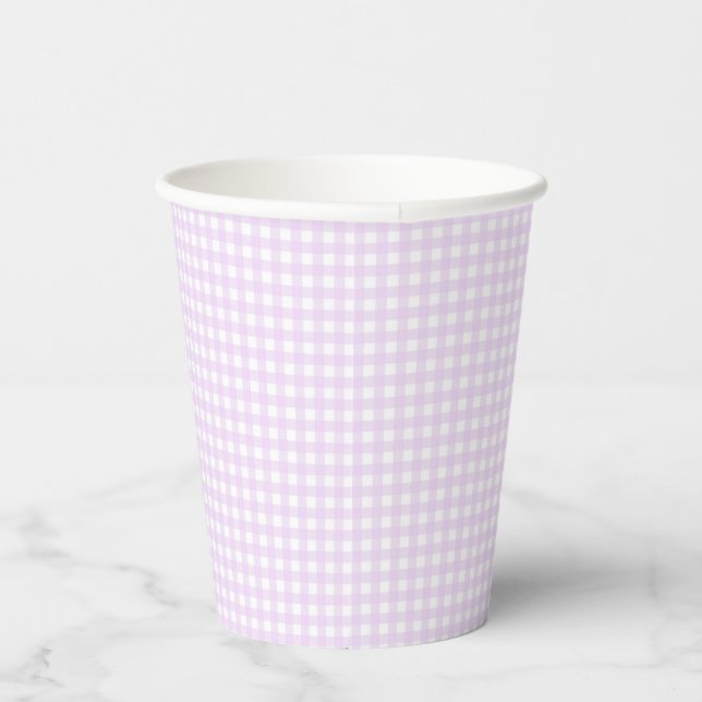 Vasos De Papel Faye y Lauren Light Purple Gingham Paper cup (Derecha)