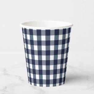 Vasos De Papel Faye y Lauren Navy Gingham