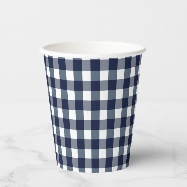 Vasos De Papel Faye y Lauren Navy Gingham (Anverso)