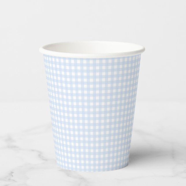 Vasos De Papel Faye y Lauren Pastel Blue Gingham (Anverso)